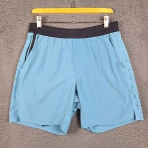 Ten Thousand Interval Shorts Mens Large Blue Black Training Workout Lined 7in